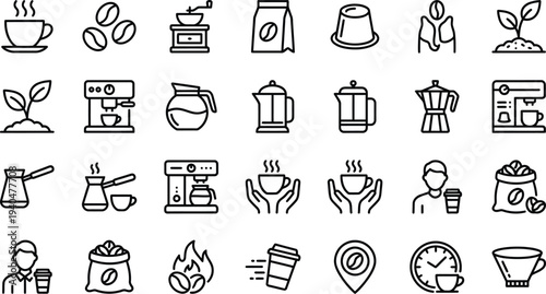 coffee thin line icons