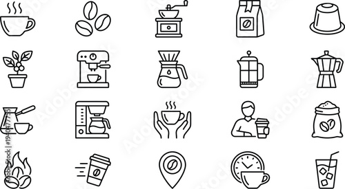coffee thin line icons