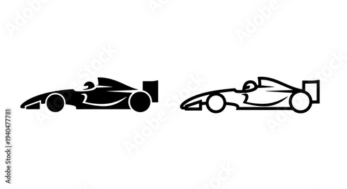 Race car icons: solid and outline versions