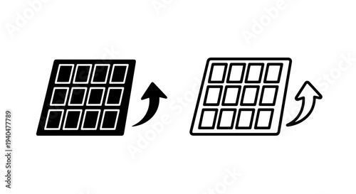 Solar panel icon with rotation arrow