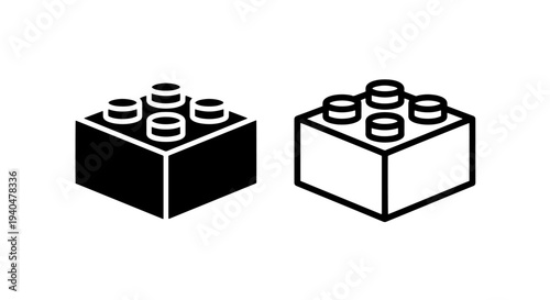 Building block toy icon, isolated on white, simple vector design