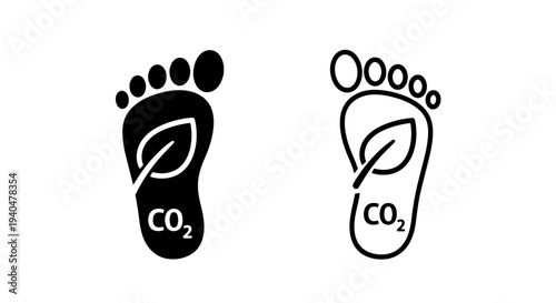 Carbon footprint icon with leaf and co2 symbol, representing eco-friendly