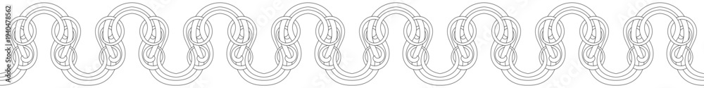 Fototapeta premium Seamless rope, vintage coiled line, frame, border, black line.