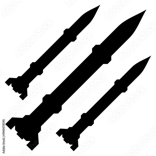 Anti Ballistic Missile in Silhouette Icon. Flat Rocket bomb perfect for web design and UI UX.