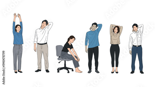 Office stretching exercises for relaxation and wellness at work