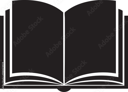 Open Book Icon Silhouette Vector for Education and Learning on Transparent Background