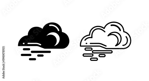 Cloud with lines icon: weather, fog, or mist symbol