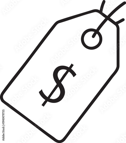 Minimalist dollar price tag icon on transparent background