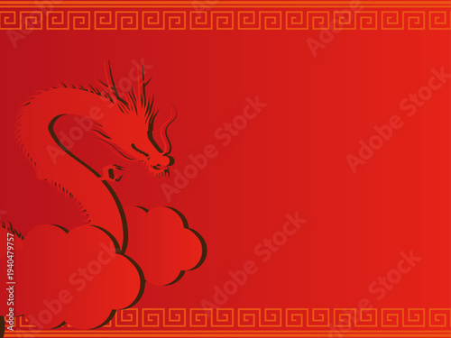 赤色の龍の中華風の背景素材