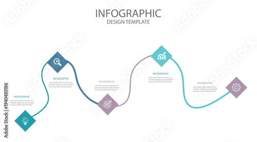 Timeline concept with 5 steps . Can be used for workflow layout, diagram, annual report, web design. 