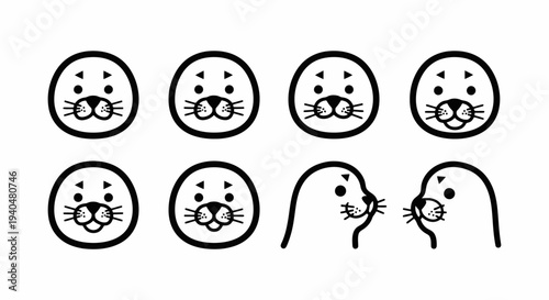 Collection of Cute Seal Faces and Profiles.