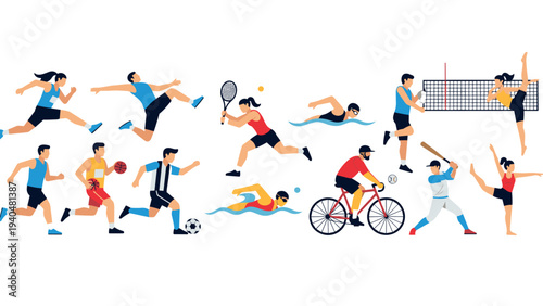 Dynamic collection of modern sports activities in flat design
