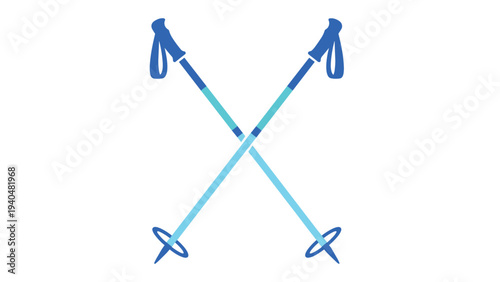 Crossed ski poles icon in minimalistic flat design for winter sports