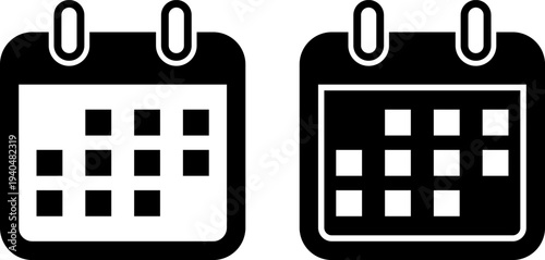 Calendar icons set in black and white design
