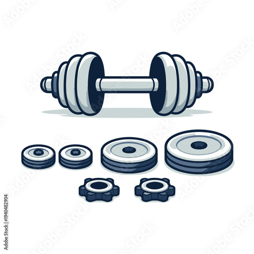 Adjustable dumbbell set with weight plates