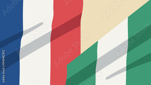 Abstract french, italian, and nigerian flags in flat geometric design