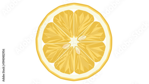Geometric citrus slice: modern flat design of a lemon cross section