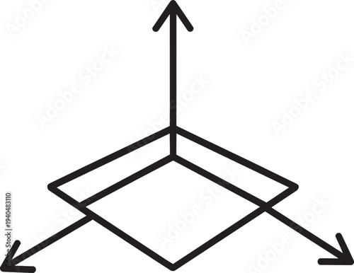 Axis coordinate system line icon essential for 3D modeling and spatial dimension planning in engineering and architecture