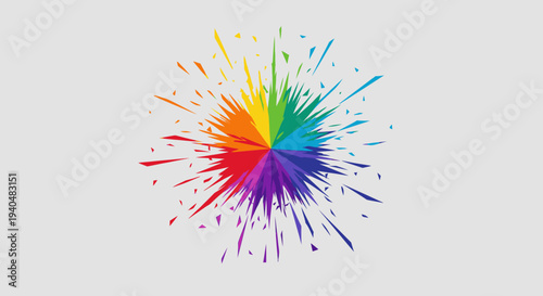 Explosion of rainbow colors, paint splash, abstract art, vibrant, creative, artistic, colorful burst, spectrum, dynamic, energetic, design element