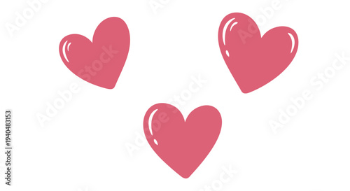 Three pink hearts floating together in a simple graphic illustration