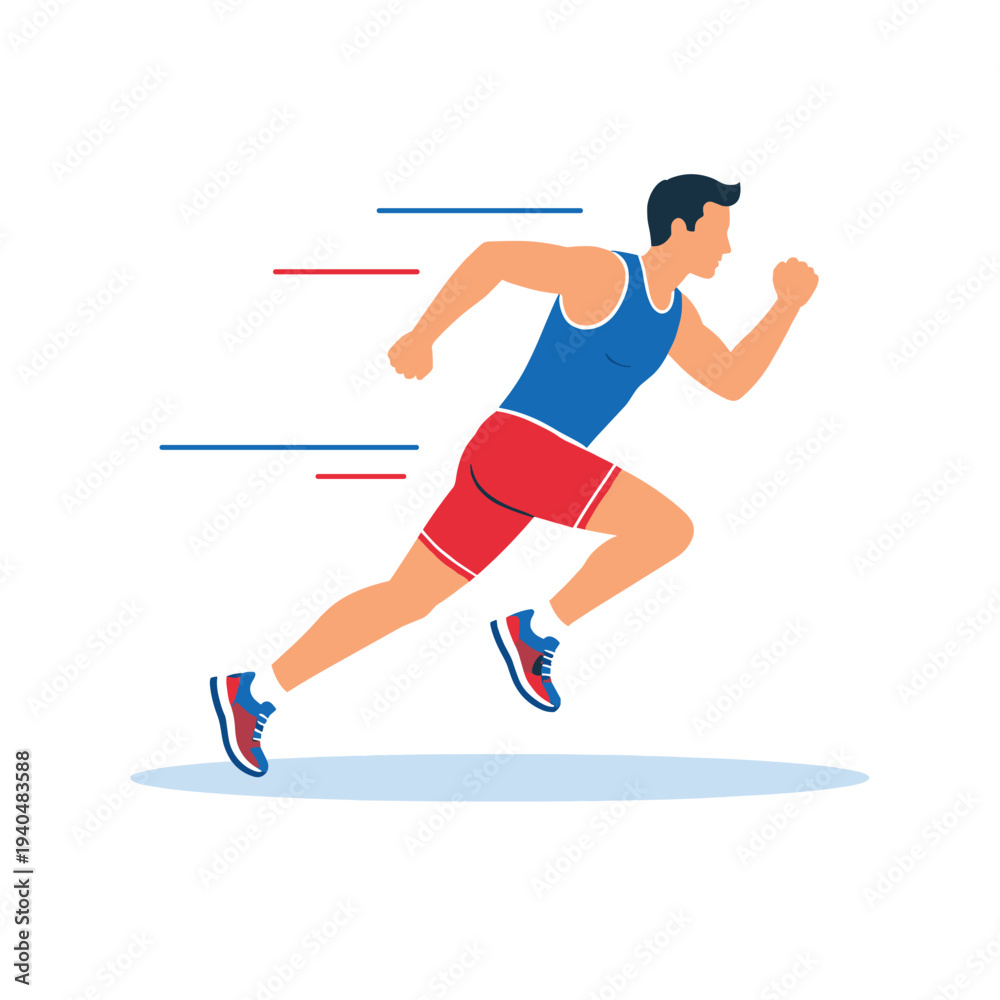 Fototapeta premium Runner in motion showcasing athleticism and speed