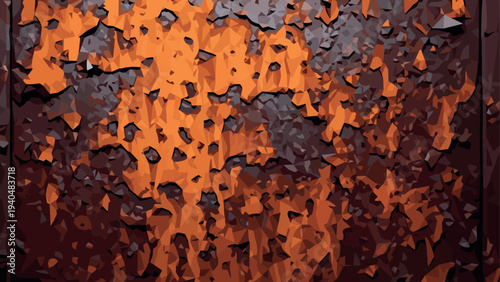 Geometric abstract pattern with orange and brown polygonal fragments