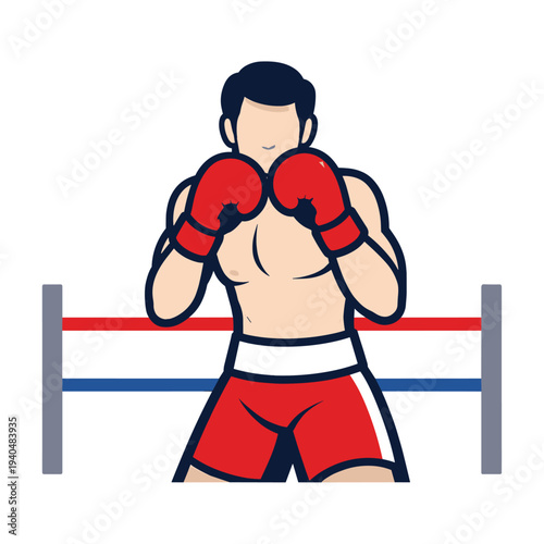 Boxer in fighting stance ready to spar