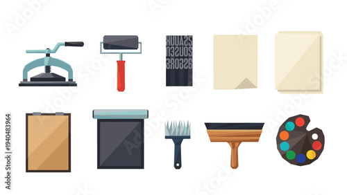 Essential screen printing tools set for crafting and design projects