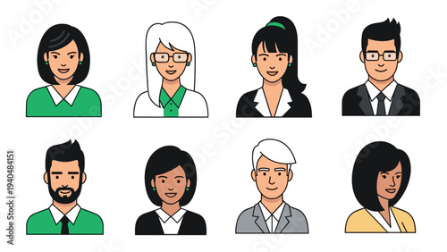 Diverse professional avatars in minimalist style