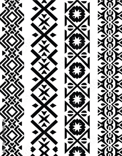 Set of ancient greek roman border ornament patterns, decorative frames with geometric shapes, tribal tattoo collection.