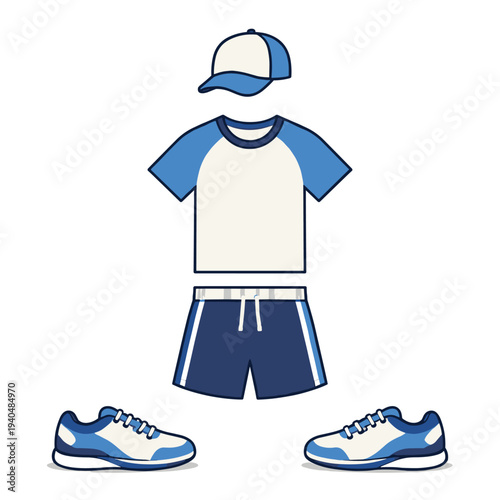 Casual sports outfit with cap and shoes