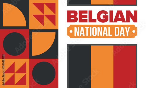 Belgian National Day. Belgium Independence day. Annual holiday in Belgium, celebrated in Jule 21. Patriotic design. Poster, greeting card, banner and background. Vector illustration
