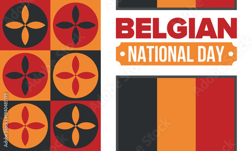 Belgian National Day. Belgium Independence day. Annual holiday in Belgium, celebrated in Jule 21. Patriotic design. Poster, greeting card, banner and background. Vector illustration