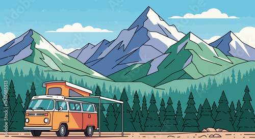 Beautiful mountain landscape nature scenery with forest river and sky representing travel adventure outdoor tourism and natural environment