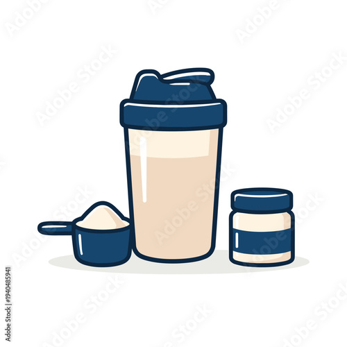 Protein shake bottle and supplement containers