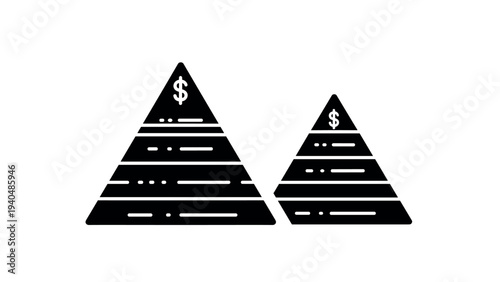 Black pyramid chart with dollar symbols on white background