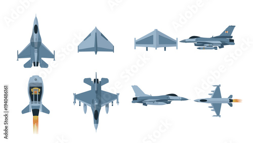 Modern fighter jet collection featuring various angles and realistic details