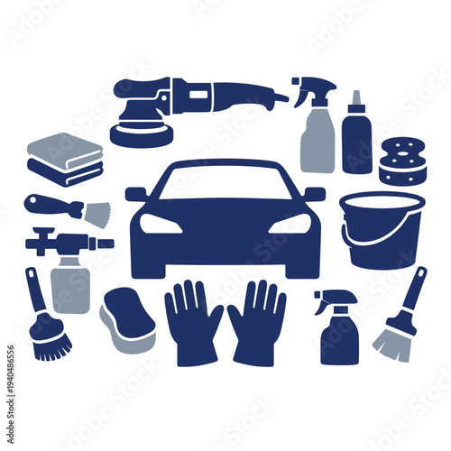 Comprehensive car cleaning tools and products set