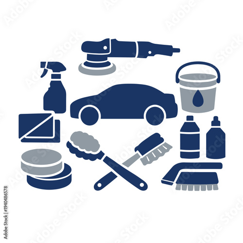Car detailing tools and equipment collection