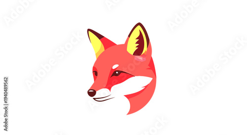 Vibrant red fox head vector illustration, digital art of a wild animal profile, isolated on white for design elements.