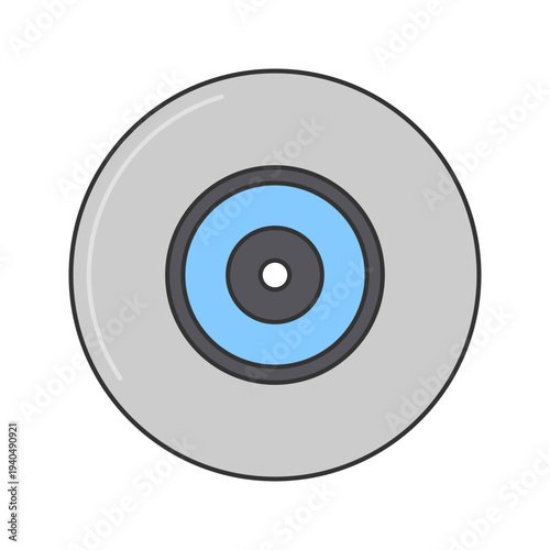 Vinyl Record Flat design style circular analog music record symbolizing vintage audio media ideal for retro music graphics nostalgic sound designs and classic entertainment themes.