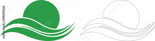 Green and black wavy lines forming abstract shapes