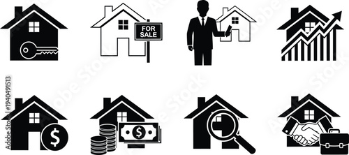 Real estate and property icons set