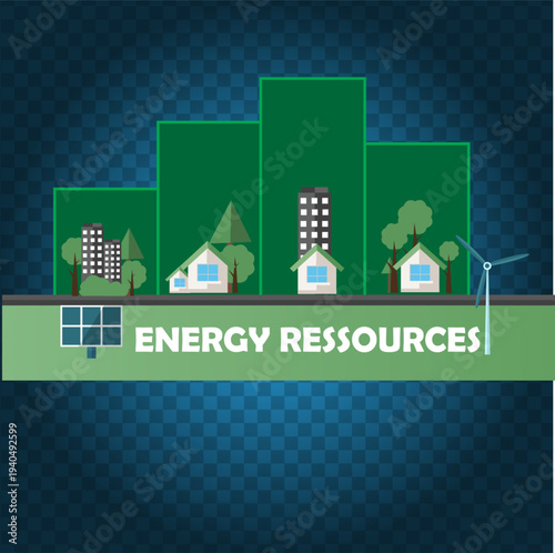 Renewable, green energy, energy efficiency and save energy web banner with icons. Eco house, Sustainable industrial factory. Energy efficient rating class, Green Building for Sustainable Development