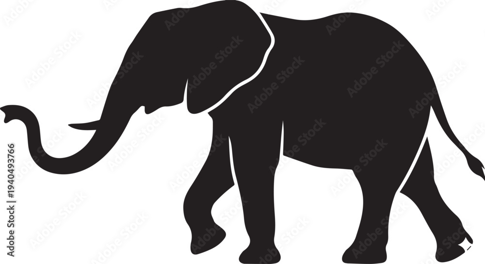 Fototapeta premium Majestic African Elephant Profile Isolated Vector Silhouettes