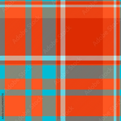 Kilt pattern tartan textile, dog tooth seamless vector fabric. Cowboy texture background check plaid in red and cyan colors.