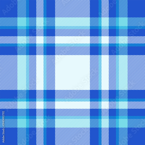 30s check seamless textile, mat background vector texture. Hounds tooth tartan fabric plaid pattern in blue and light colors.