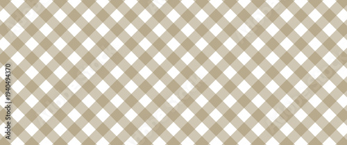 Classic Beige Gingham Checkered Seamless Pattern. A timeless vector illustration featuring a clean tan and white picnic plaid design.