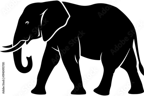 Black Silhouette Elephant Vector Art