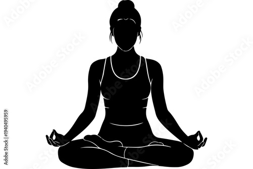 Silhouette of Woman in Meditative Pose